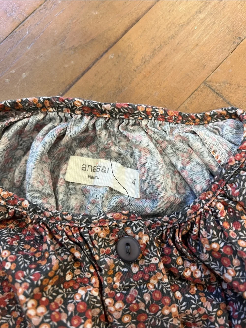 Anais & I fall floral elastic waist button front long sleeve dress 4 years